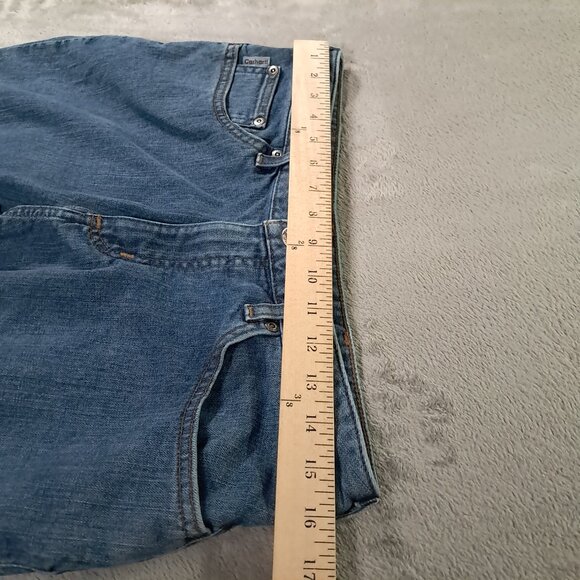 Carhartt Jean Women 32x32, Tag 10x32 Blue Denim Traditional Fit Stretch WB007 - Picture 7 of 11